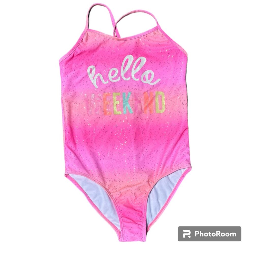 bmagical by btween Girl's‎ Pink Sparkle "Hello Weekend" Swimsuit sz 12  NWOT